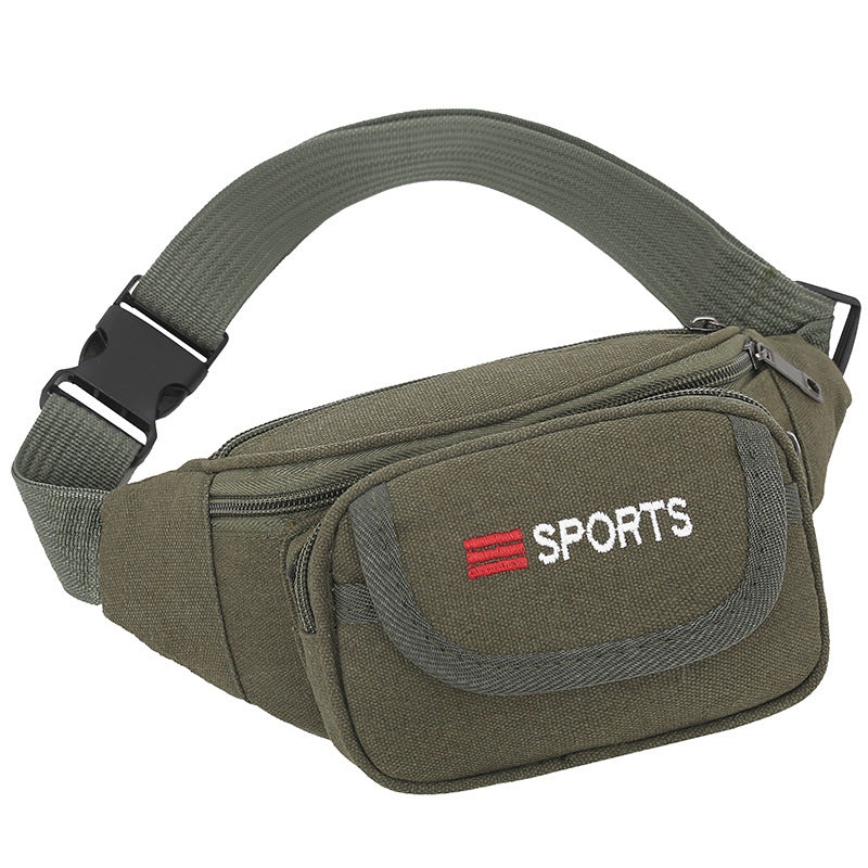 Mens Canvas Waist Bag Durable Multifunctional Outdoor Fanny Pack With Adjustable Strap