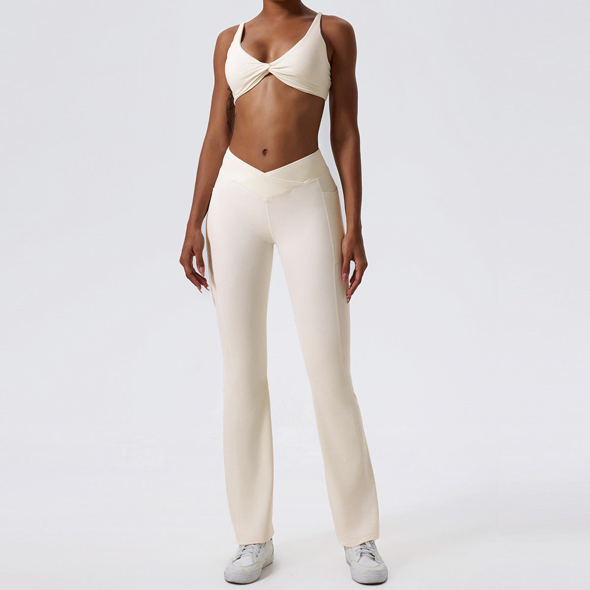 Women's Outdoor Sports Yoga Suit Set Slip On Two Piece Hot Pants Workout Wear Nylon Blend For Active Women