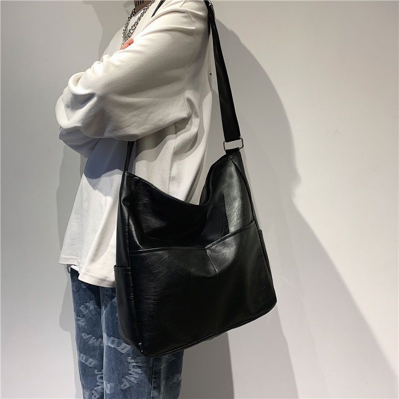 Trendy Cool Mens Crossbody Large Capacity Corduroy Black Casual Shoulder Bag for Business Travel