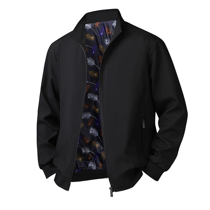 Plus Size Men's Spring Long Sleeve Stand-up Collar Jacket