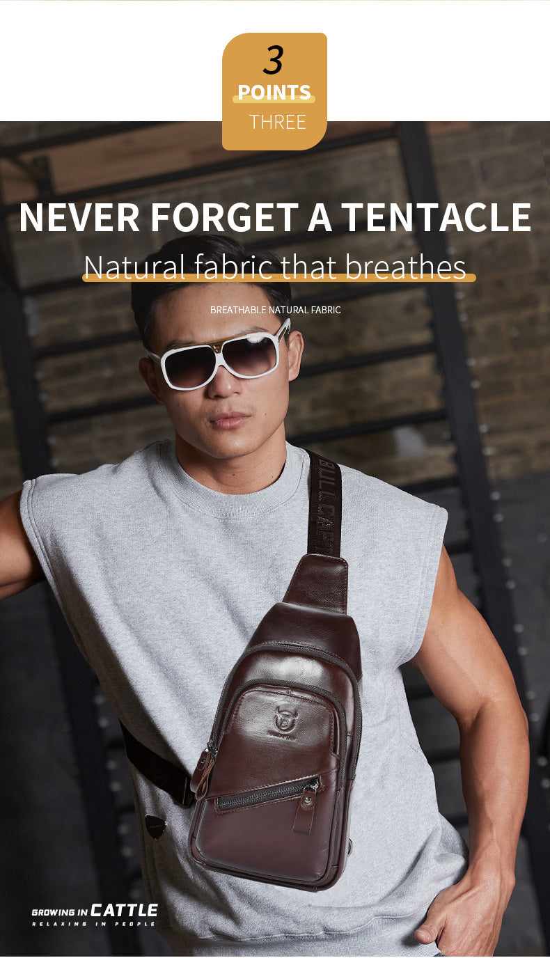 Bull Captain Genuine Leather Mens Shoulder Crossbody Bag Large Capacity First Layer Cowhide Breathable Waterproof