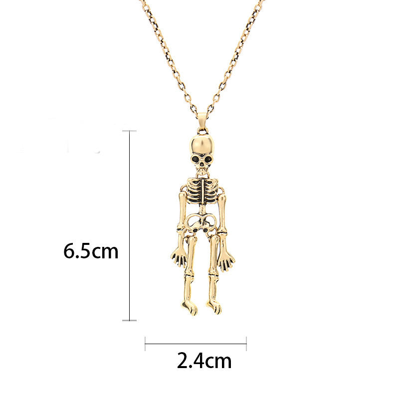 Halloween Gothic Skull Bat Pumpkin Pendant Necklace - Spooky Jewelry