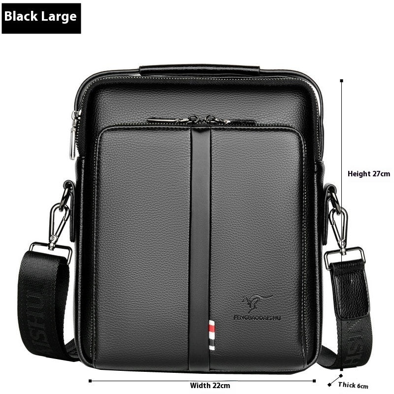 Men's PU Leather Crossbody Backpack With Large Capacity Vertical Portable Shoulder Bag For Business Travel