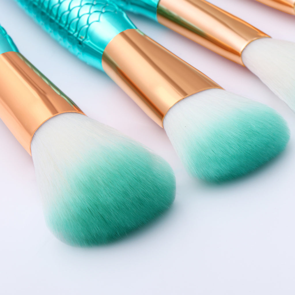 11-Piece Makeup Brush Set - Mermaid Design