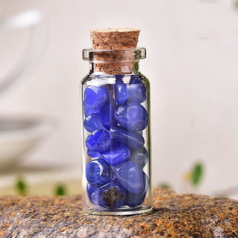 Natural Crystal Gravel Wishing Bottle – Cylinder Glass Bottle | 19 Crystals & 5 Sizes