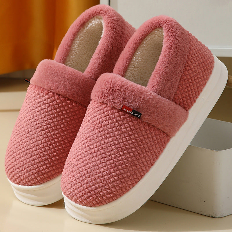 Suede Plush Warm Slippers – Thick Sole Indoor Outdoor Couple Shoes | EU 36–45