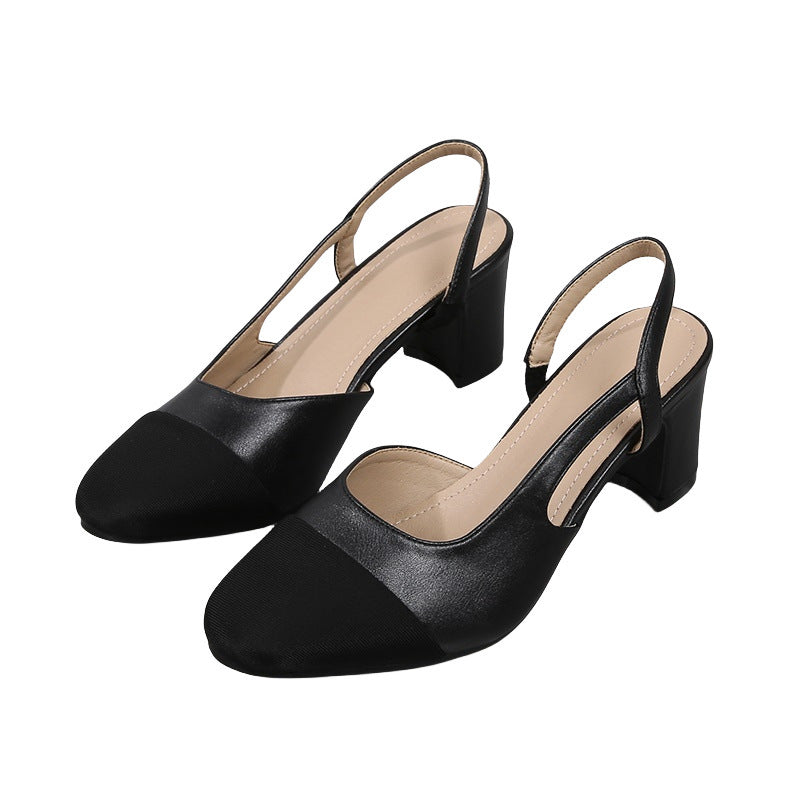 Hollow Color Matching Low Heel Sandals - Women's Small Size Summer Shoes