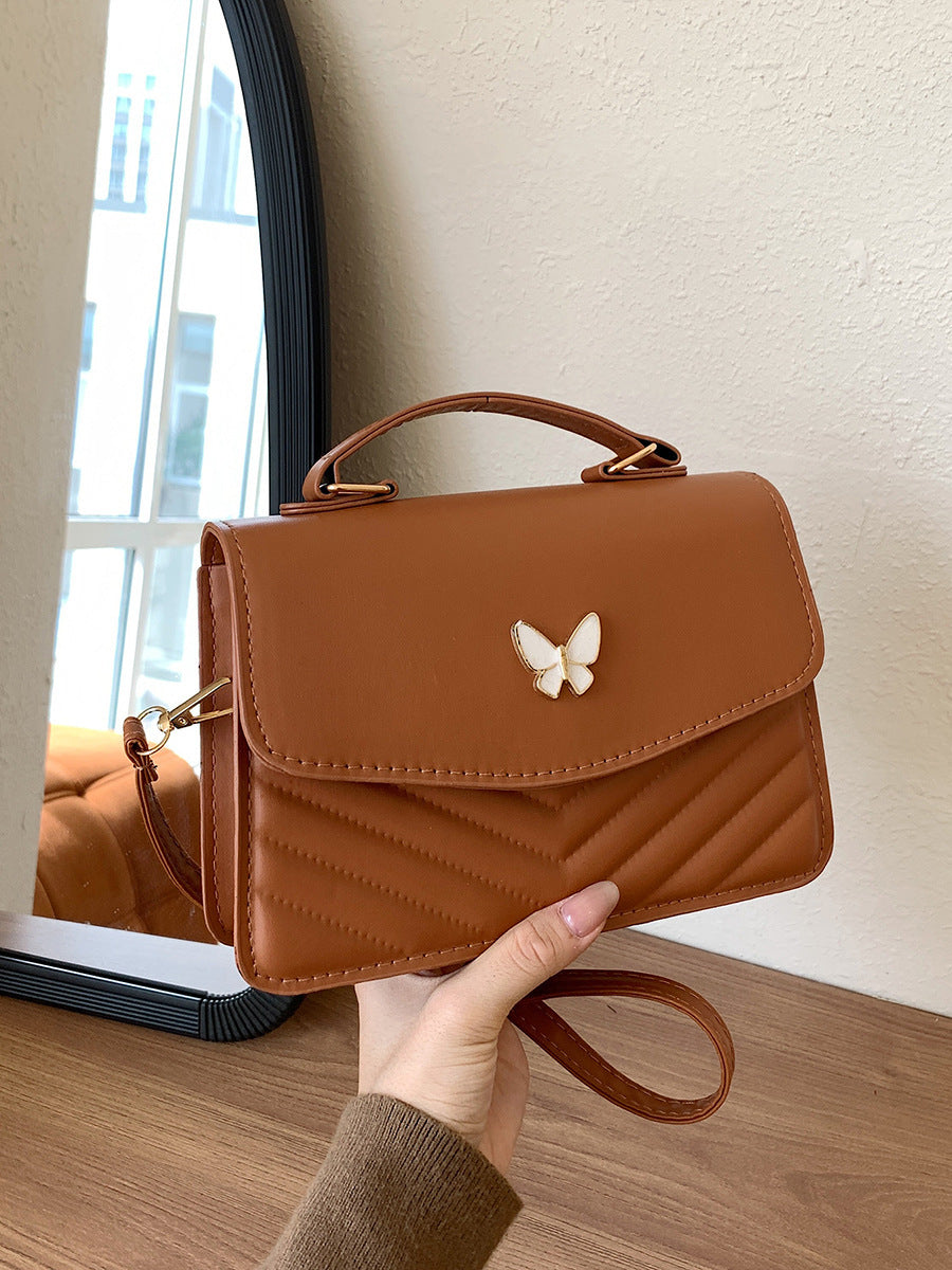 Four Seasons Trendy Joker Womens PU Leather Bow Accent Horizontal Square Tote Bag In Multiple Colors