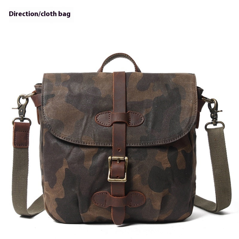 Camouflage Waterproof Canvas Shoulder Messenger Bag With Polyester Lining For Travel And Leisure Use