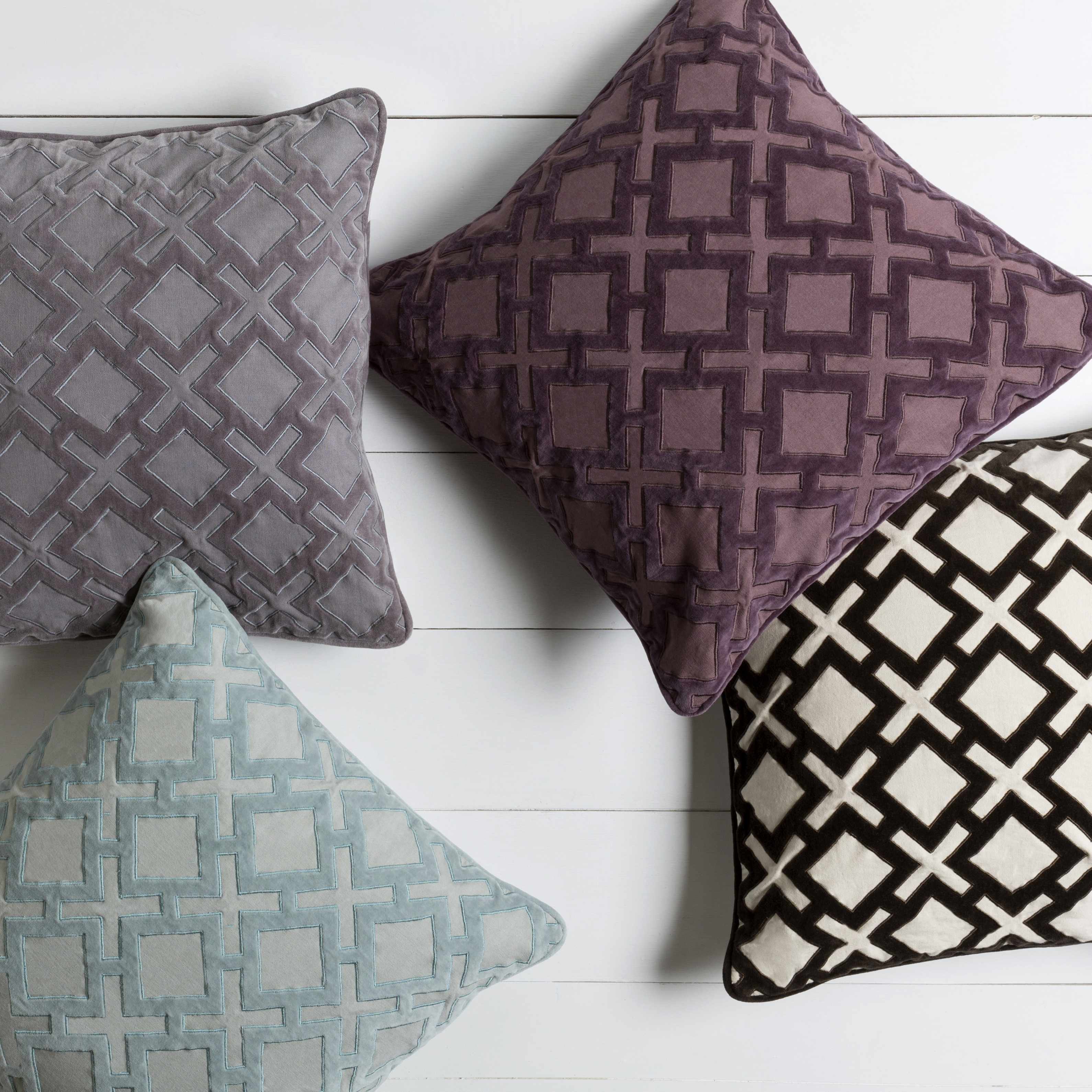 Longwood Charcoal & Gray Woven Cotton Square Throw Pillow