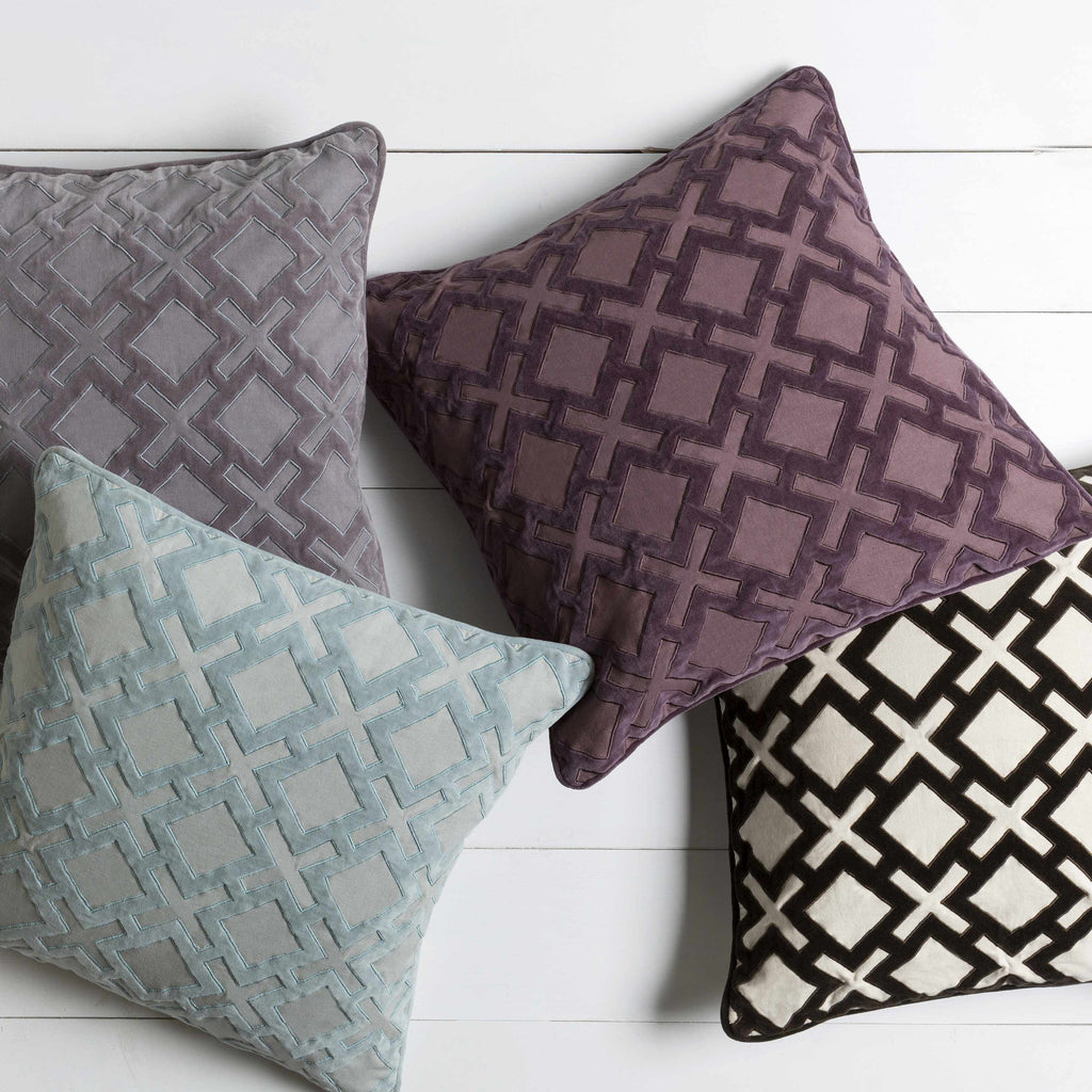 Longwood Charcoal & Gray Woven Cotton Square Throw Pillow