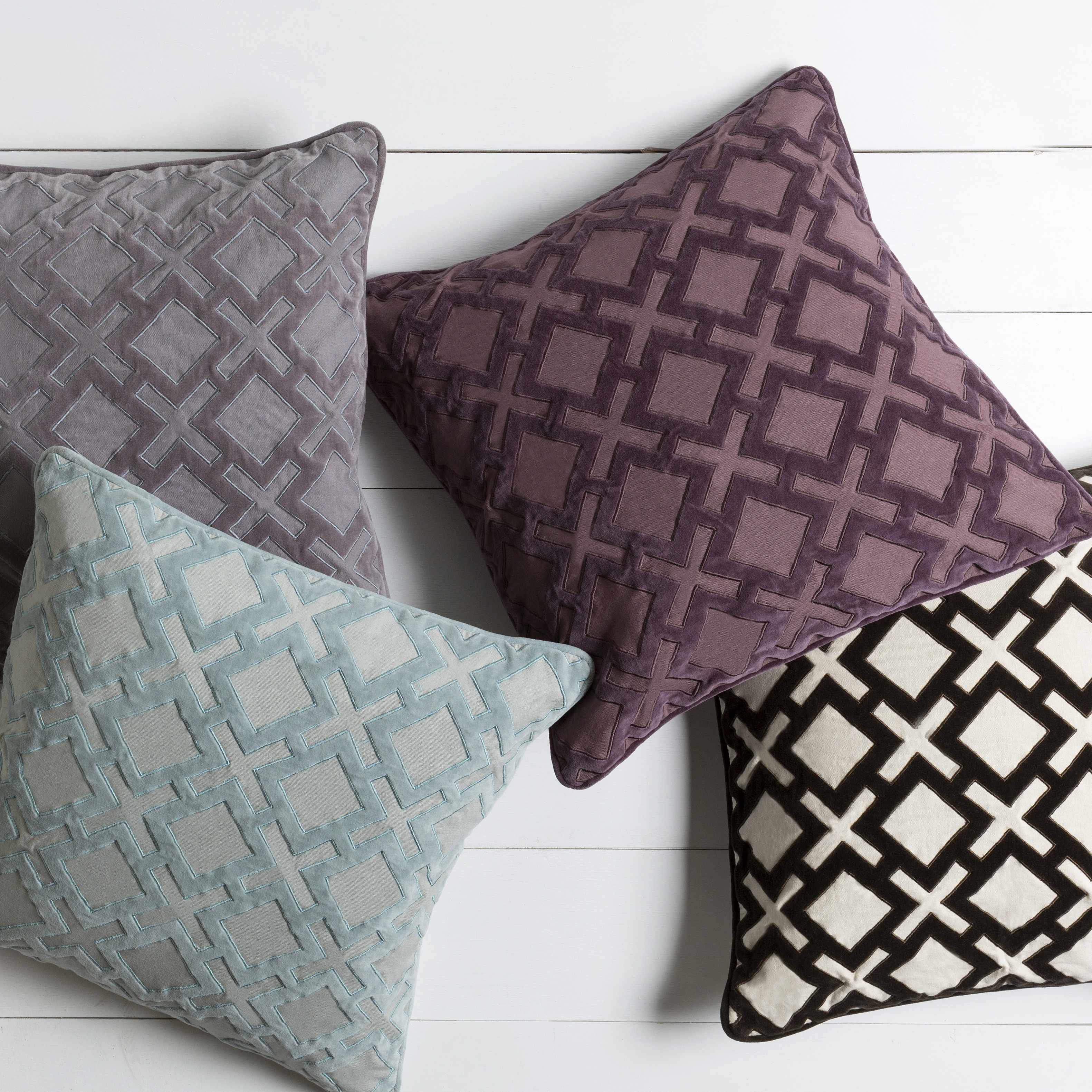 Longwood Charcoal & Gray Woven Cotton Square Throw Pillow