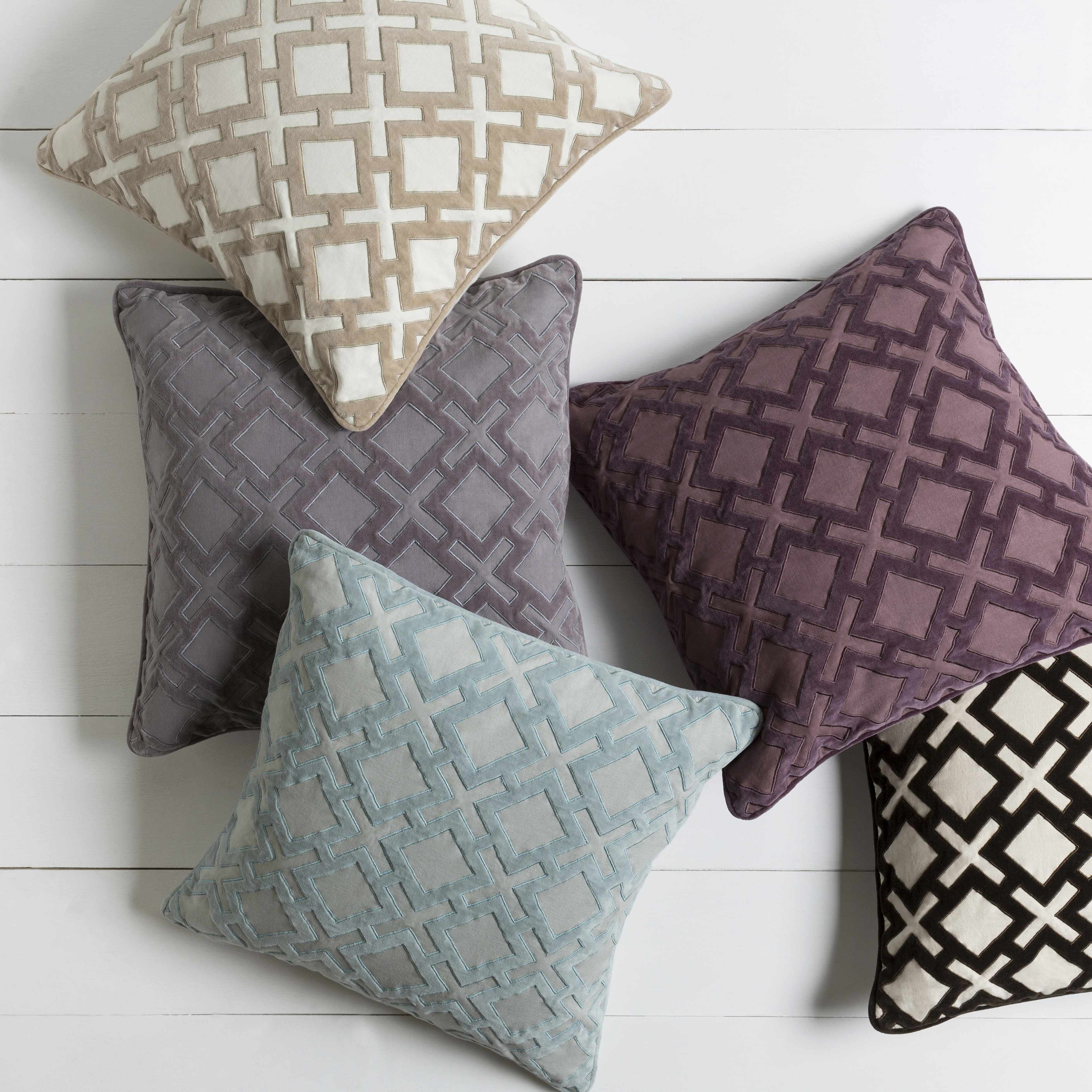 Longwood Charcoal & Gray Woven Cotton Square Throw Pillow