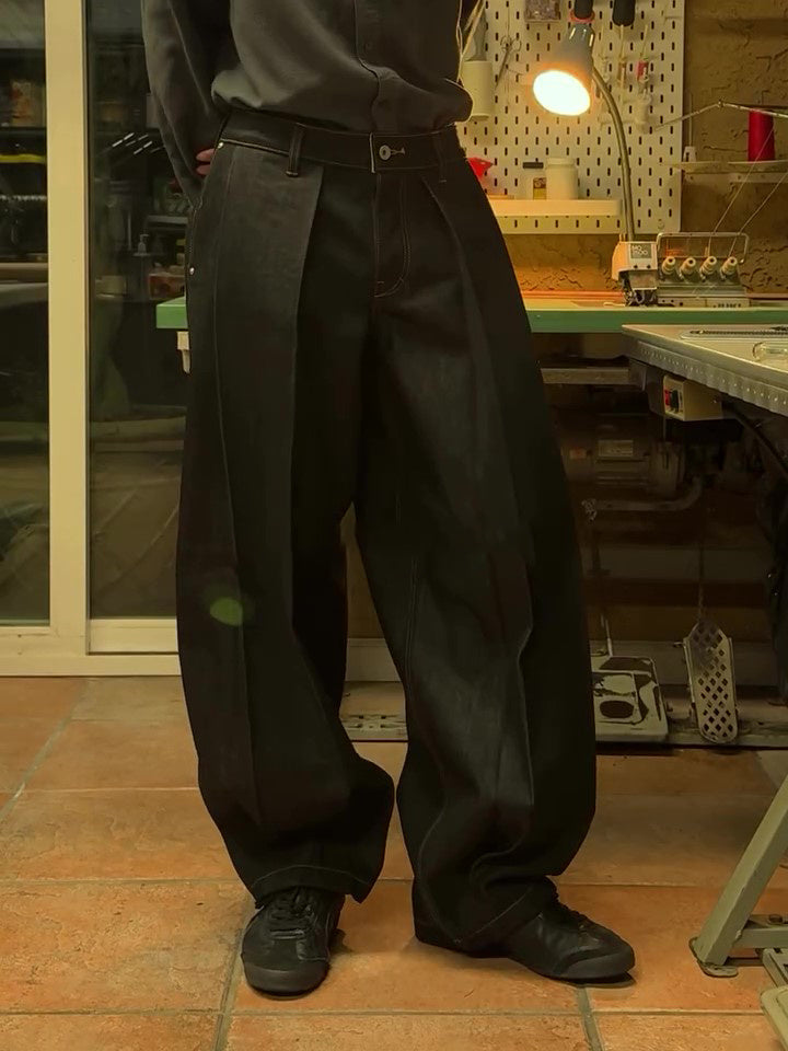 Classic Pocket Denim Wide-Leg Pants