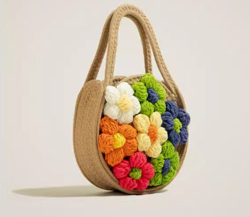 Beach Seaside Bag - Cotton Linen Spring Tote with Phone Pocket
