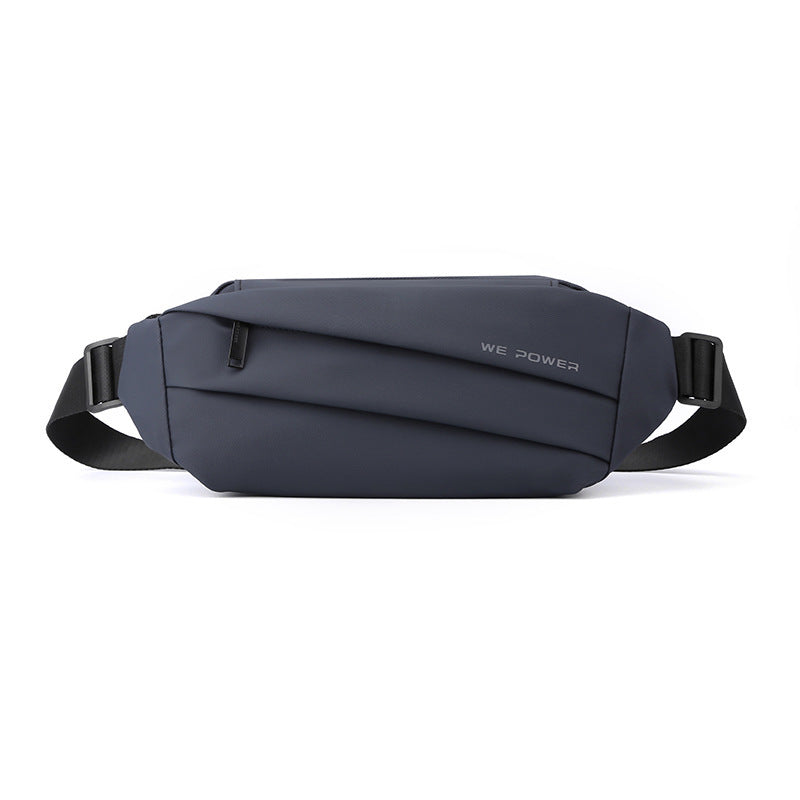 Mens Chest Outdoor Sports Crossbody Bag Large Capacity Waterproof PU Material Black Gray Dark Blue