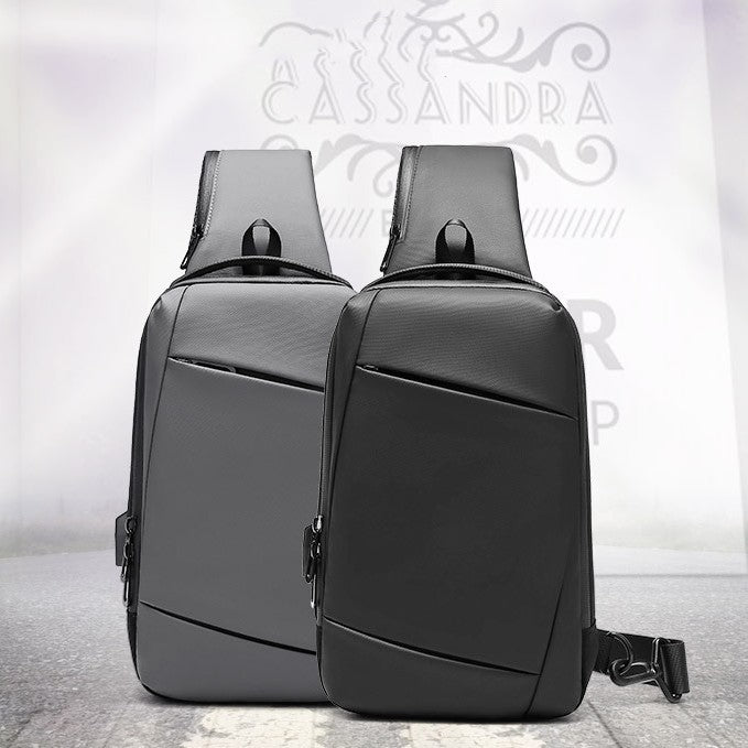 Waterproof Shoulder Bag Large Capacity Outdoor Black Oxford Cloth Travel Bag Hiking Everyday Use