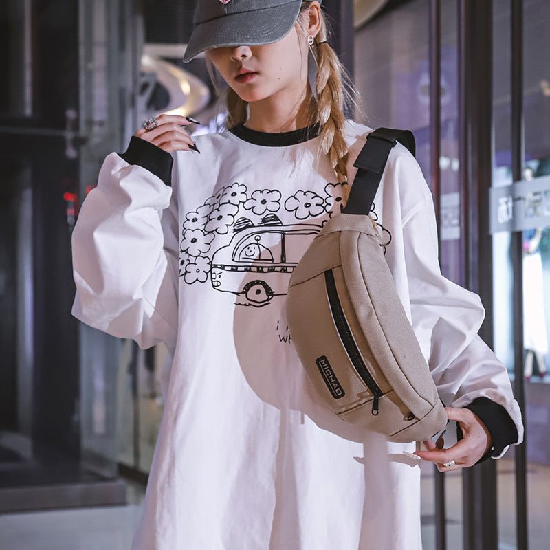 Unisex Fashion Nylon Fanny Pack Sports and Leisure Messenger Bag Featuring Multiple Color Options and Convenient Pocket