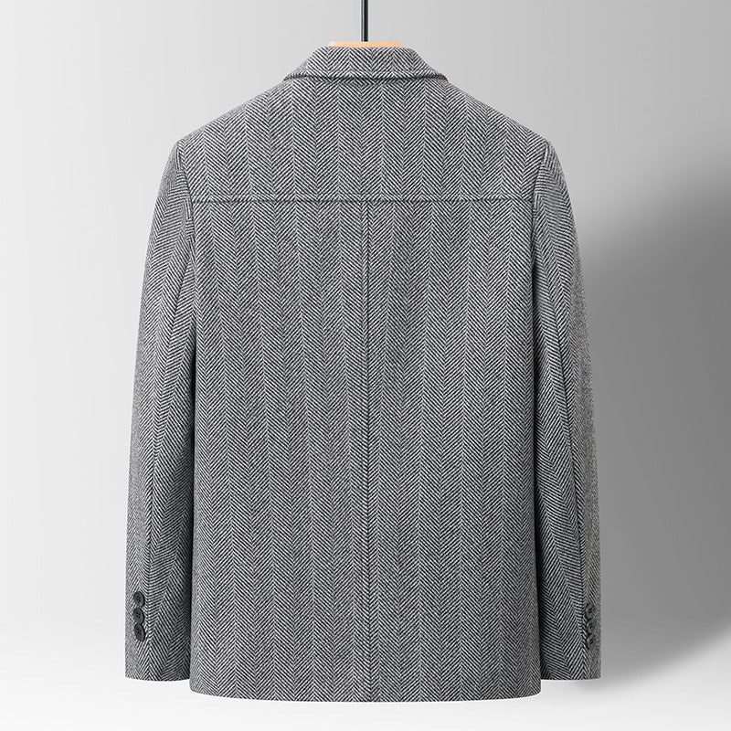 Middle-aged Men Slim Lapel Woolen Jacket Three-dimensional