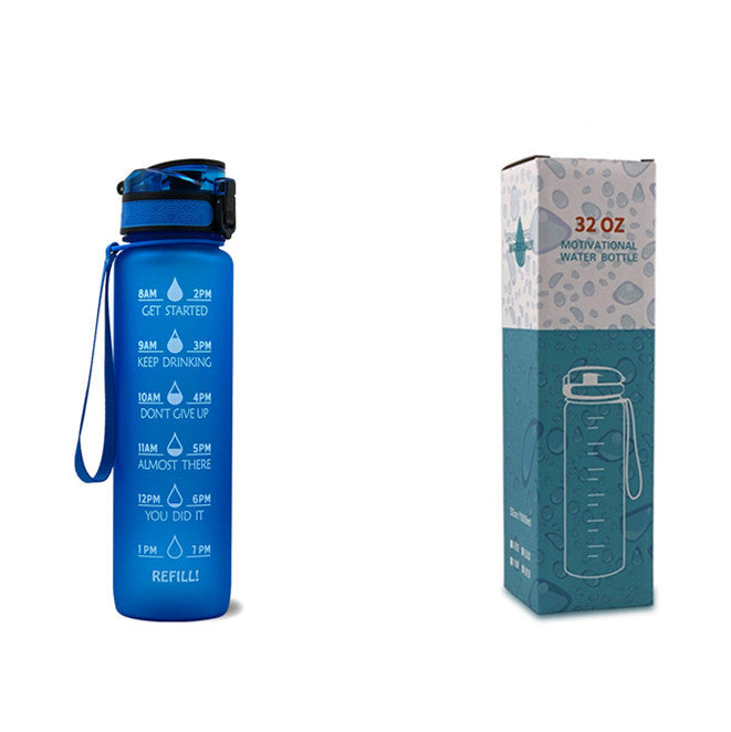 1L Motivational Water Bottle with Time Markers - Tritan Sports Bottle