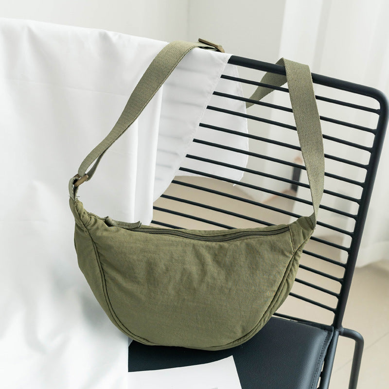 Nylon Dumpling Bag Casual One Shoulder Crossbody Sandwich Pocket For Daily Use Soft Dumpling Shape