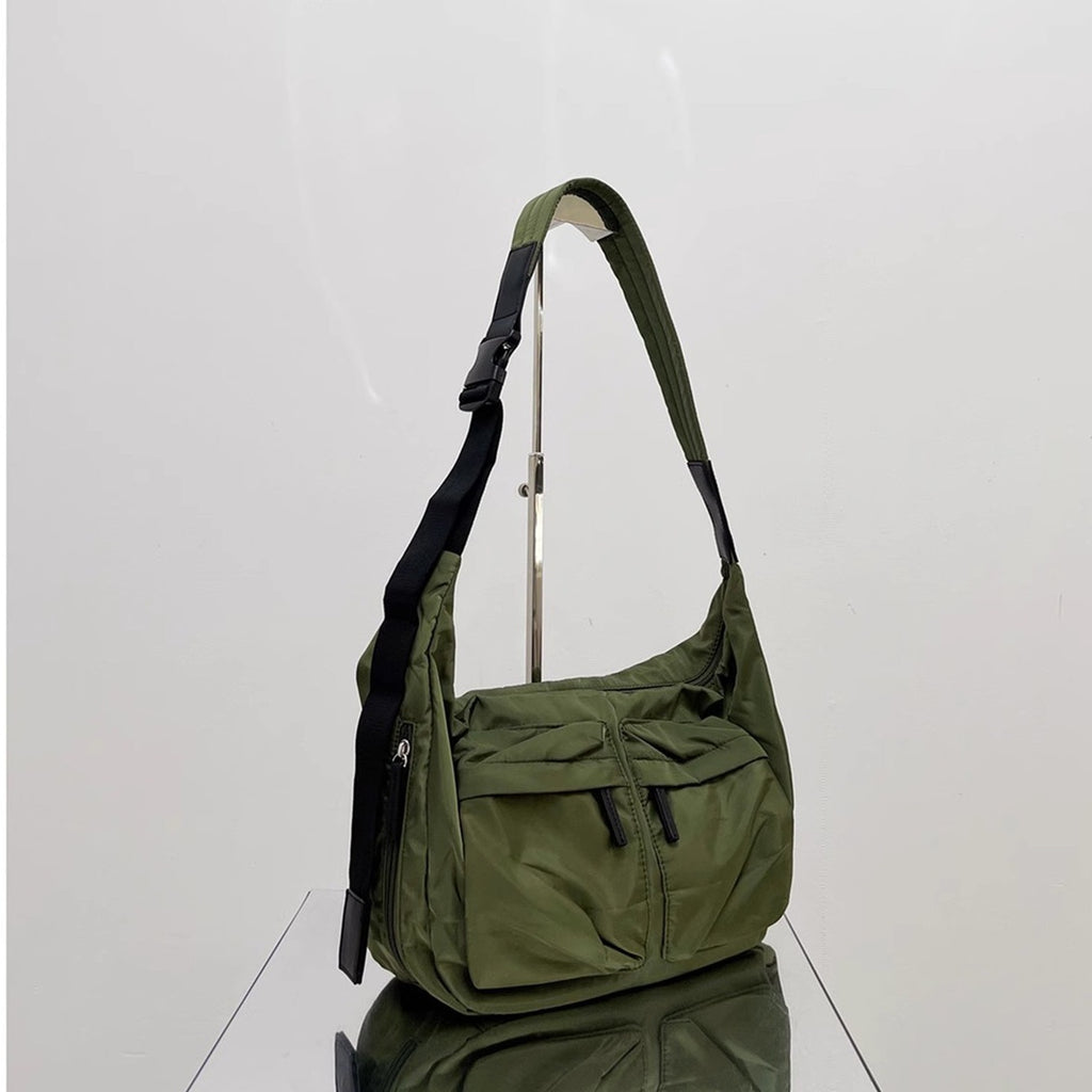 Nylon Crossbody Bag For Everyday Use With Simple Sports Style Unisex Design Available In Green Apricot White Black