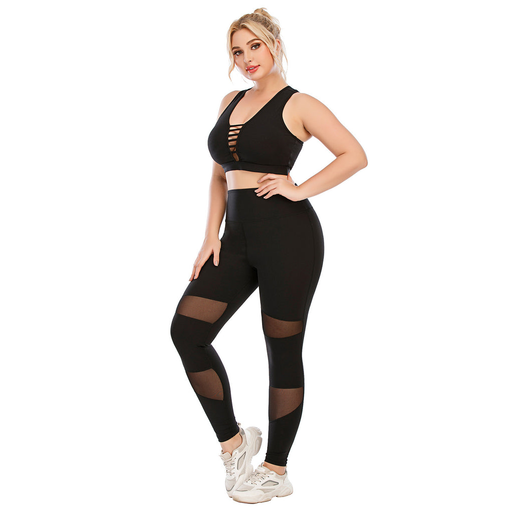 Plus Size Yoga Set For Women Tight Fit Workout Clothes Nylon Polyester Athletic Wear
