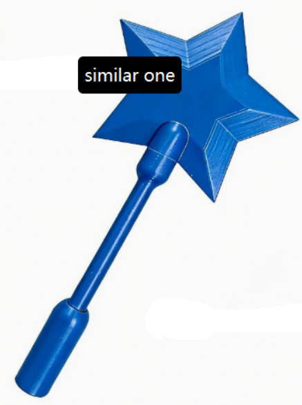 Blue star-tipped tap-to-pay wand with long blue handle, glossy finish