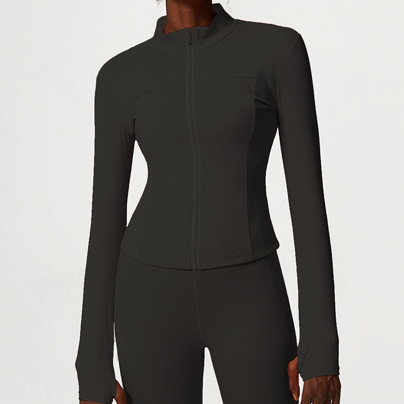 Autumn Winter Nylon Workout Jacket Striped C146 Design For Running And Training Gear