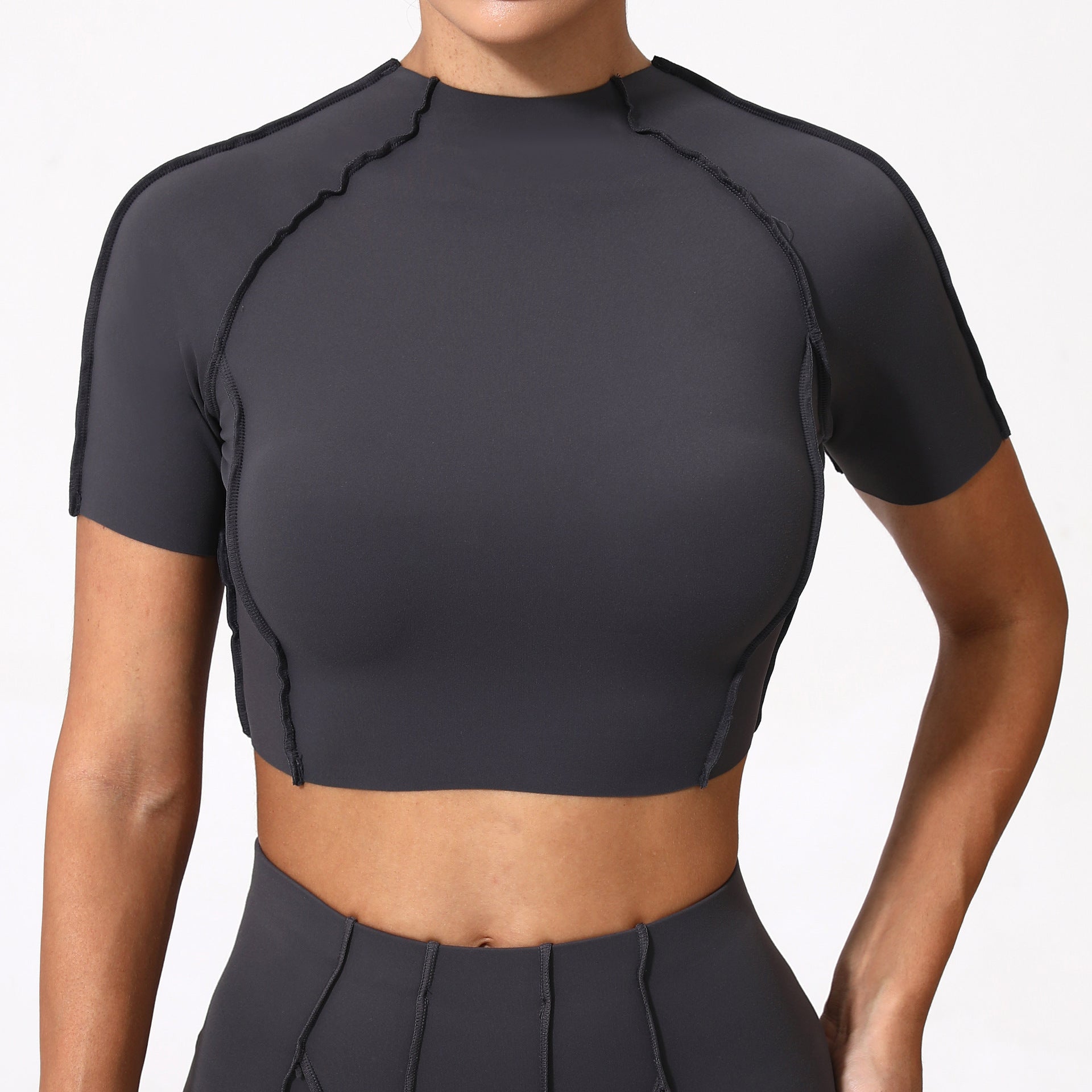 New Yoga Wear Women Without Chest Pad Flattering Short Sleeve Top