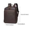 Coffee-brown leather backpack, front zip pocket, top handle; 31x41x17 cm