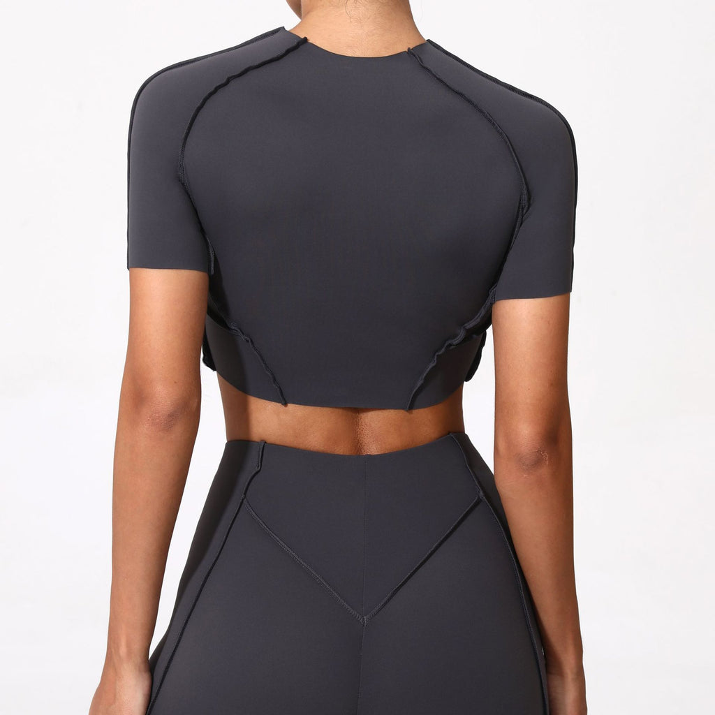 New Yoga Wear Women Without Chest Pad Flattering Short Sleeve Top