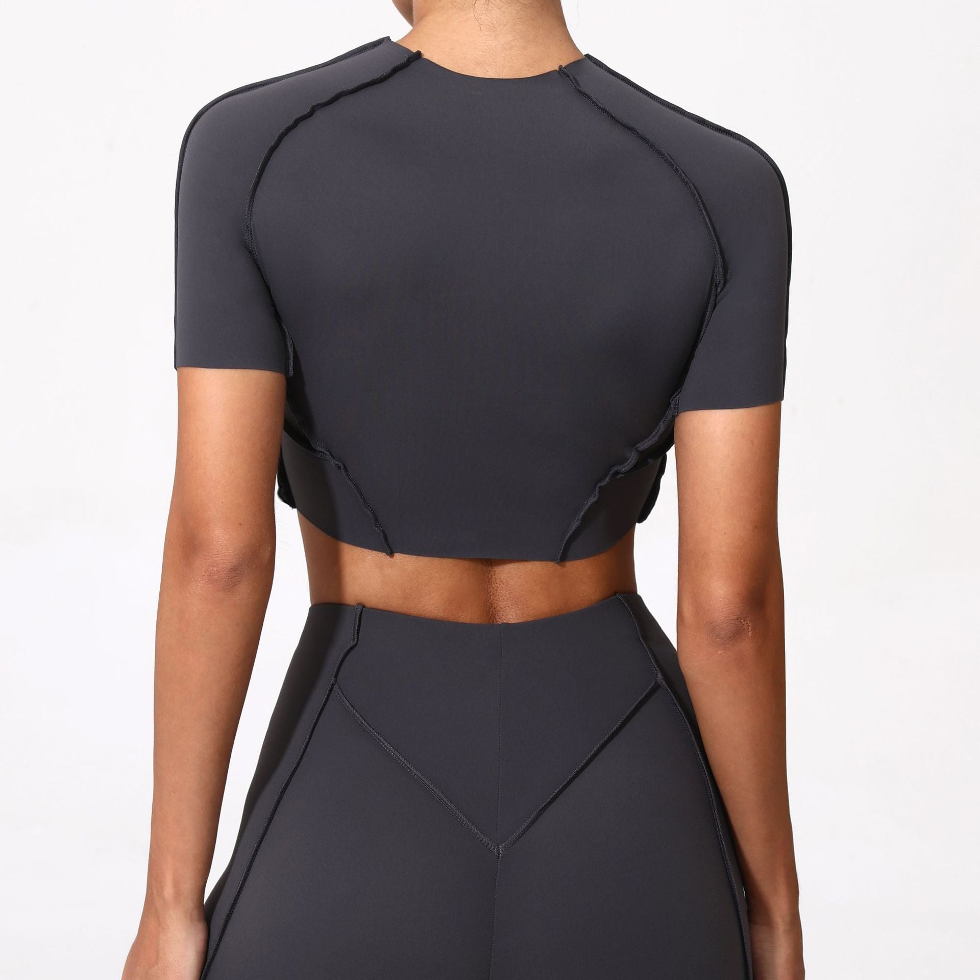 New Yoga Wear Women Without Chest Pad Flattering Short Sleeve Top