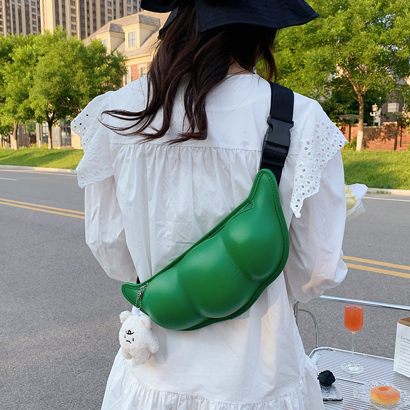 Green PU Sling Messenger Bag For Women And Men Shoulder Crossbody Mobile Phone Pocket 38x17x7cm