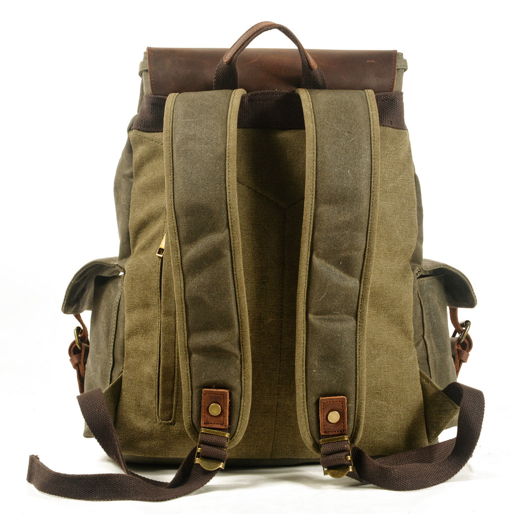 Men's Canvas Casual Backpack Oil Wax Laptop Travel Bag Muchuan 20 to 35L European Retro