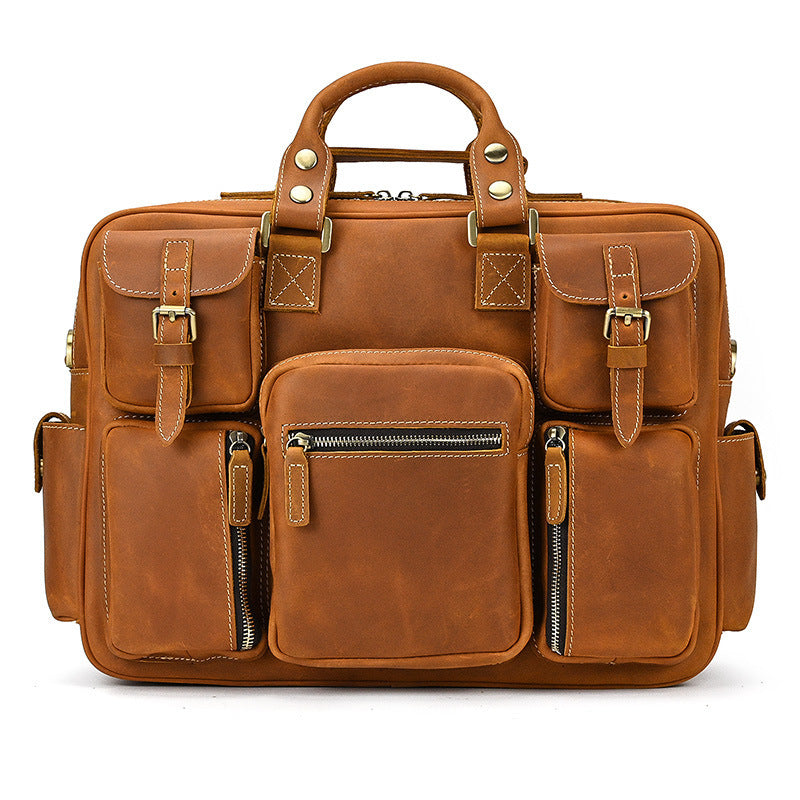 Retro Men's Large Capacity Genuine Leather Shoulder Messenger Bag Street Trend For Business Travel