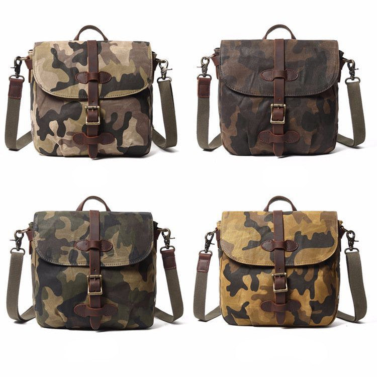 Camouflage Waterproof Canvas Shoulder Messenger Bag With Polyester Lining For Travel And Leisure Use