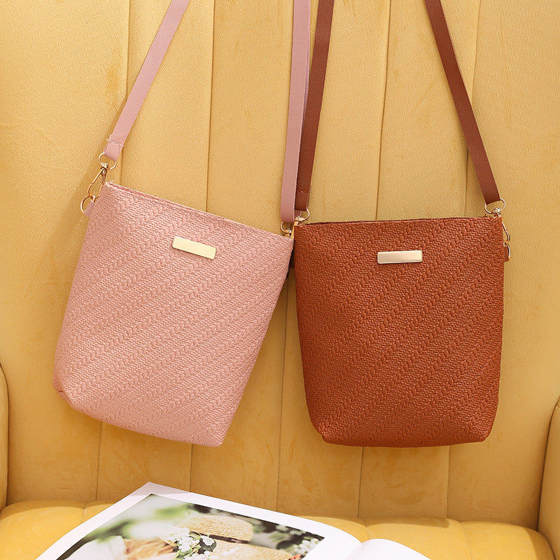 Simple Casual PU Leather Shoulder Bag for Women with Three Dimensional Pocket Available in Black White Pink Green Brown