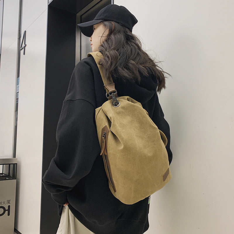 Men Canvas Travel Sling Bag Large Capacity Crossbody For Commute And Leisure Travel Breathable Comfort