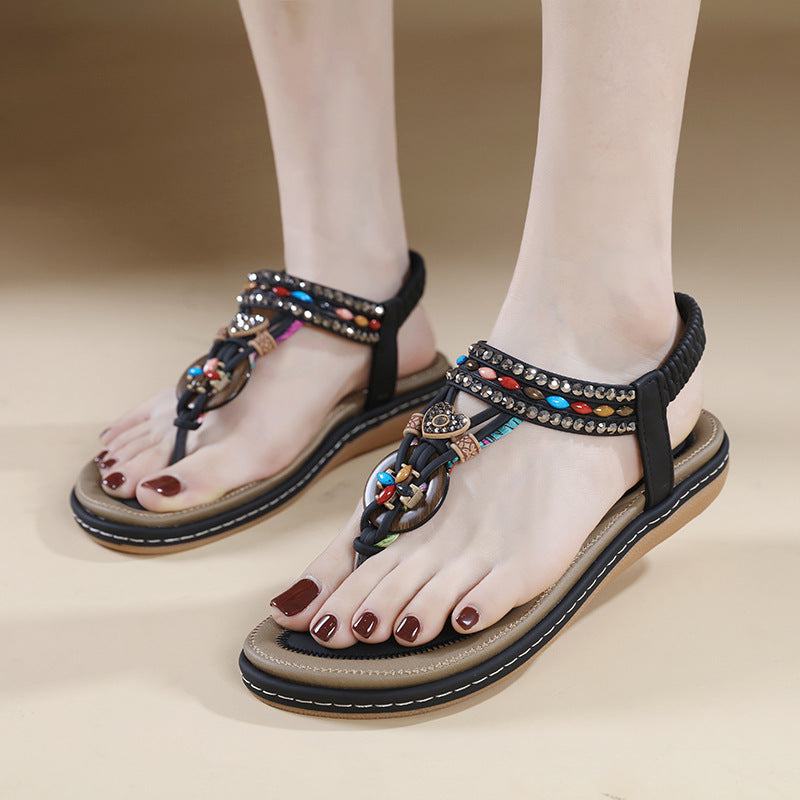 Women's Rhinestone Flip-Flops - Elegant TPR Sole Summer Sandals