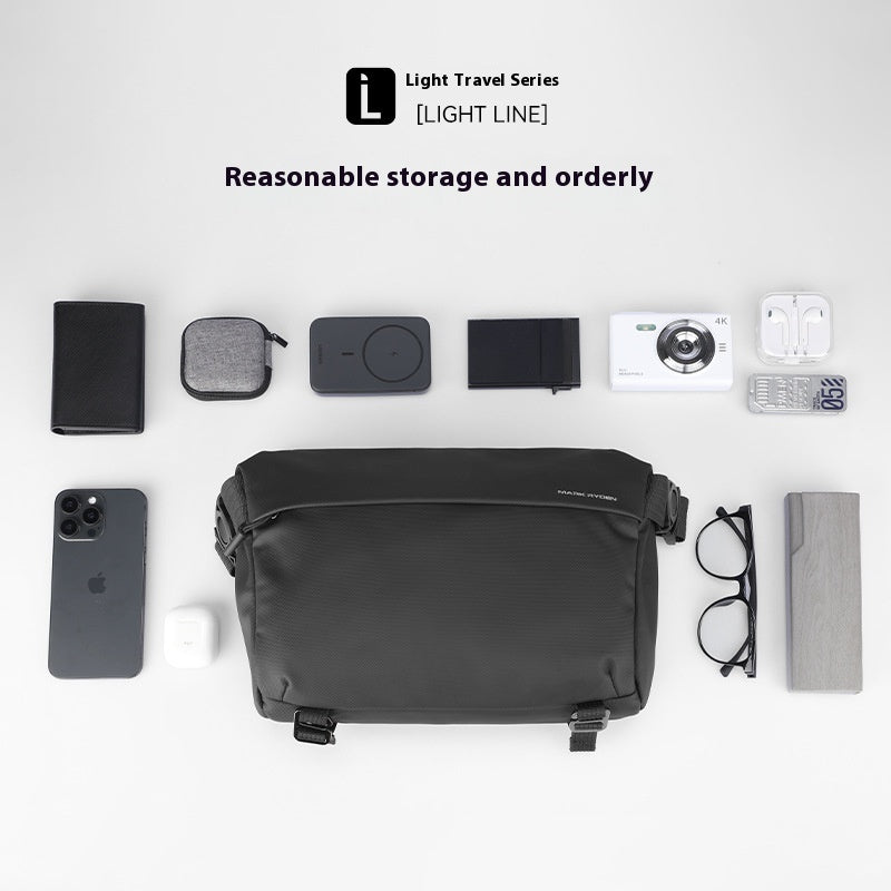 Large Capacity Cycling Messenger Bag For Men Oxford Cloth Urban Style Shoulder Bag Elegant Black