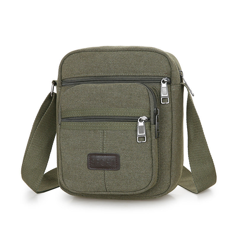 Canvas Retro Mens Messenger Bag With Adjustable Strap Solid Color Casual Satchel Black Army Green Coffee Khaki