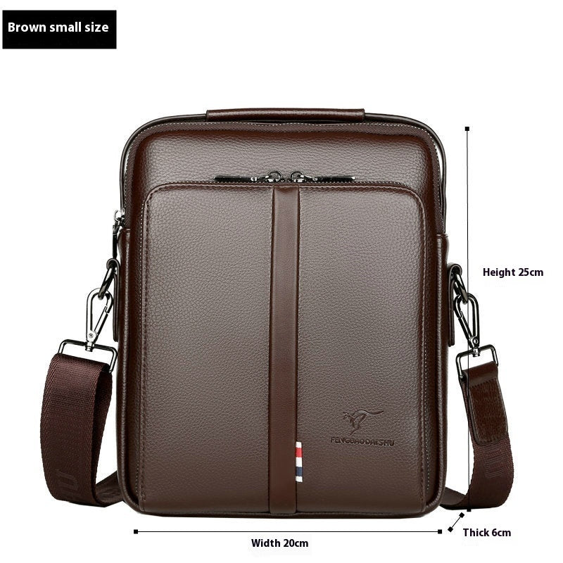 Men's PU Leather Crossbody Backpack With Large Capacity Vertical Portable Shoulder Bag For Business Travel