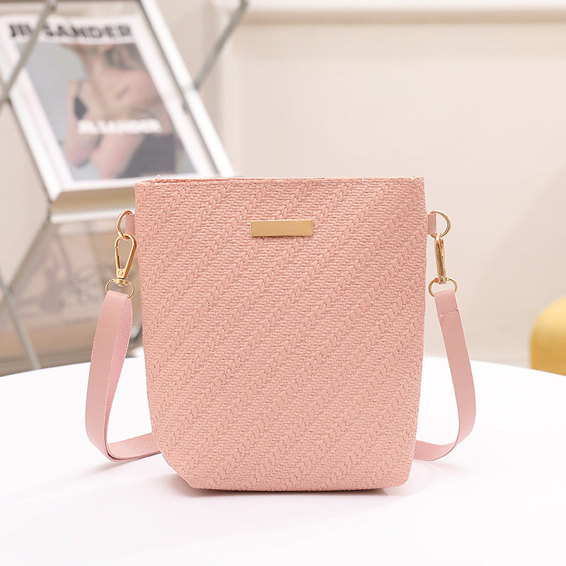 Simple Casual PU Leather Shoulder Bag for Women with Three Dimensional Pocket Available in Black White Pink Green Brown