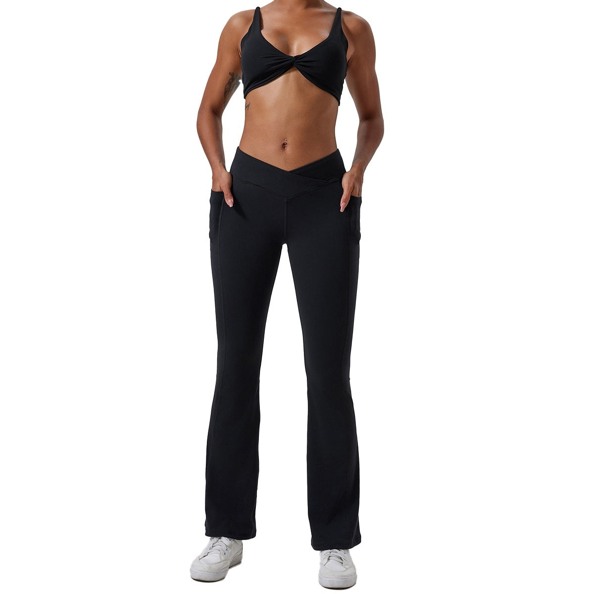 Women's Outdoor Sports Yoga Suit Set Slip On Two Piece Hot Pants Workout Wear Nylon Blend For Active Women