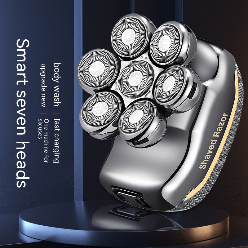 7-Head Electric Shaver with LED Display - Intelligent Hair Clipper