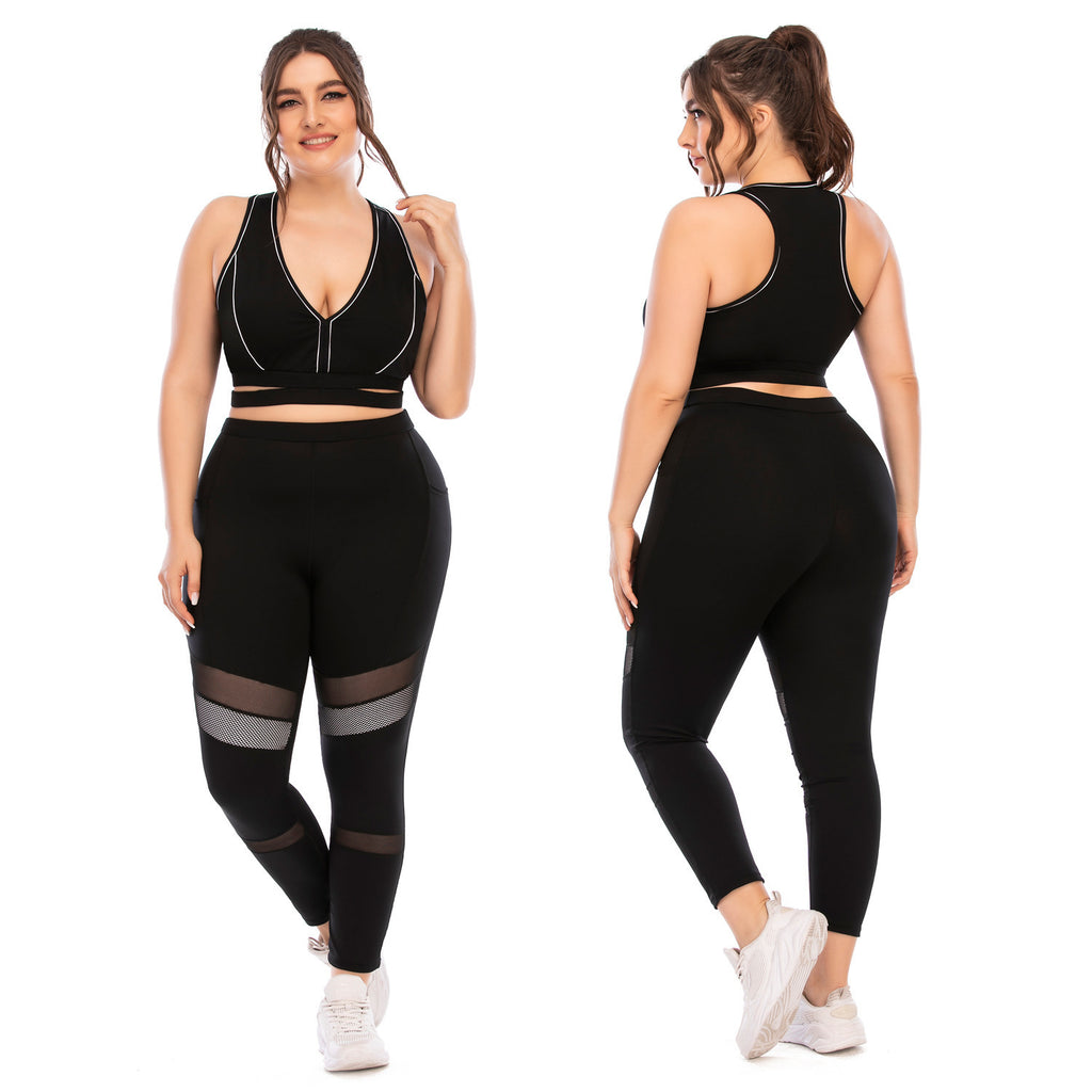 Plus Size Workout Set For Women Moisture Wicking Yoga Wear Tights And Pants For Gym Fitness Training