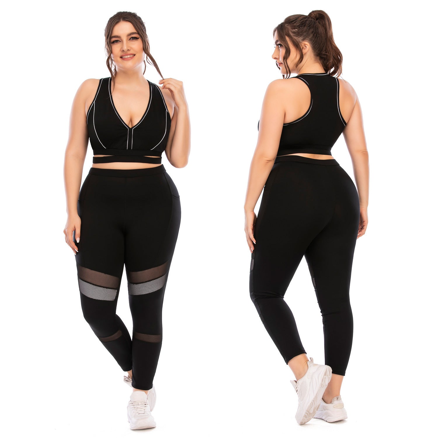 Plus Size Workout Set For Women Moisture Wicking Yoga Wear Tights And Pants For Gym Fitness Training