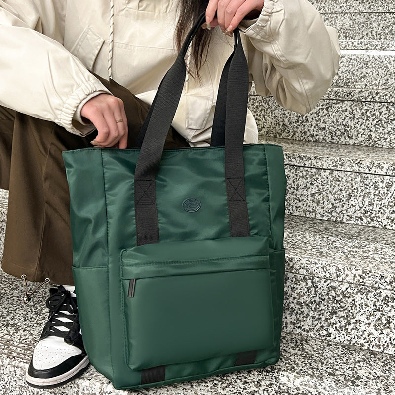 Mens Large Capacity Shoulder Bag Portable Tote Oxford Cloth Wear Resistant Black Blue Gray Green