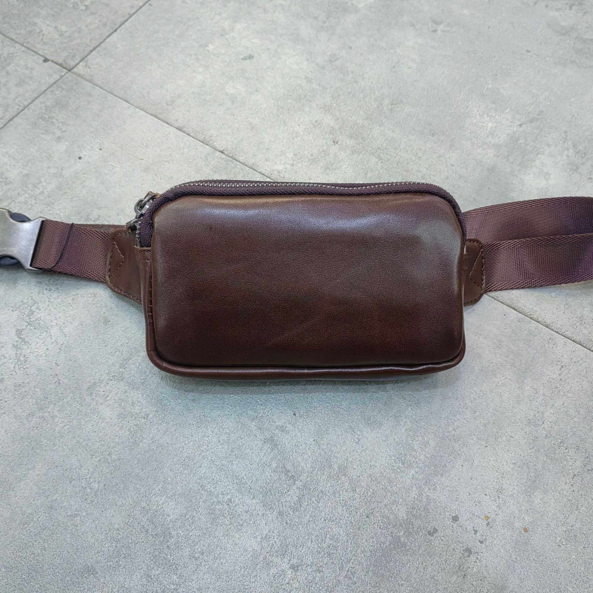 Mini Fashion Mens Leather Crossbody Bag Ultra Light Small Cowhide For Daily Use Black Brown Light Brown